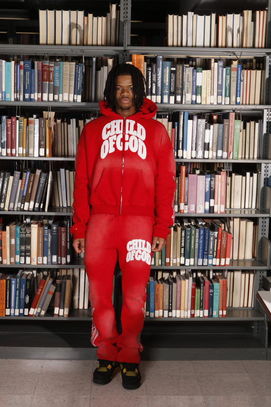 “CHILD OF GOD” RED TRACKSUIT ￼